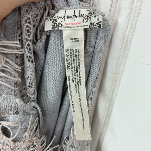 Free People Lace Halter Dress Womens XS Grey Boho Mini Fairy Festival Feminine - Picture 12 of 12